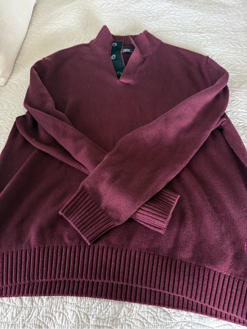 Izod Men's Burgundy Zip-Neck Sweater